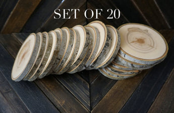 Set of 20 4"-4.5" Wood Slices