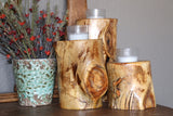 Set of 3 Aspen Wood Candle Holders